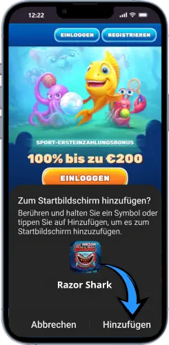 Razor Shark App Shortcut auf Android hinzufügen