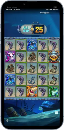 Razor Shark Bonusspiel mit x25 Multiplikator
