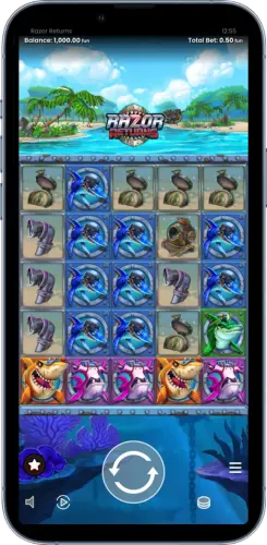 Razor Shark Startbildschirm auf Smartphone