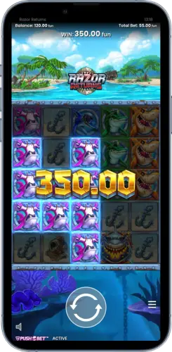Razor Shark Gewinnanzeige mit 350x Auszahlung