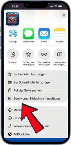 Razor Shark App Shortcut zu iOS Home-Bildschirm hinzufügen